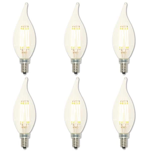 Westinghouse 40-Watt Equivalent CA11 Dimmable Clear E12 Edison Filament LED Light Bulb 3000K (6-Pack)