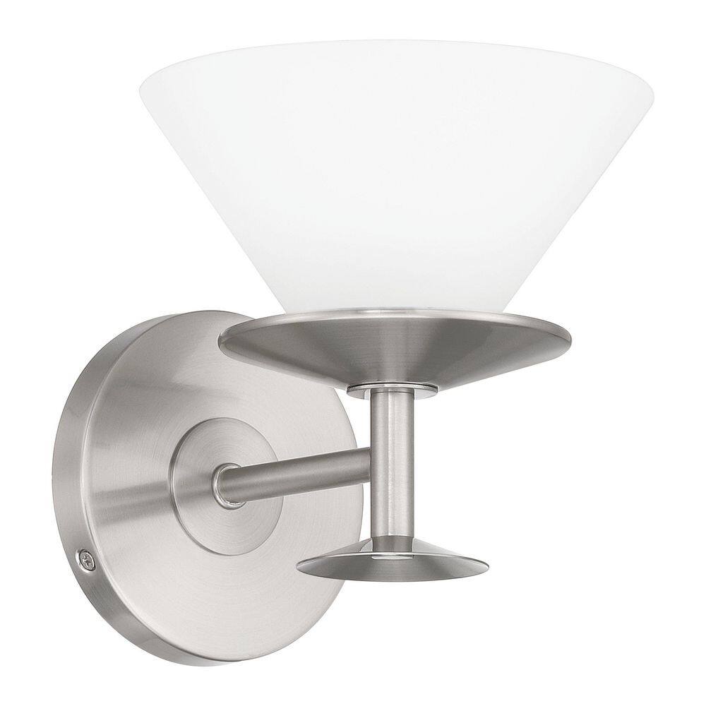 Tremolo 7-in. 1-light Brushed Nickel and Polished Nickel Vanity Light with Etched Opal Glass price history on PriceWatchPro