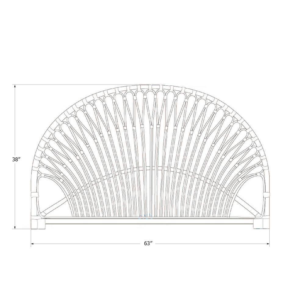 Beige Queen Exotic Tree Pattern Wicker Headboard