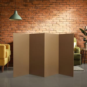 3 ft. Short Brown Temporary Cardboard Folding Screen - 4 Panels