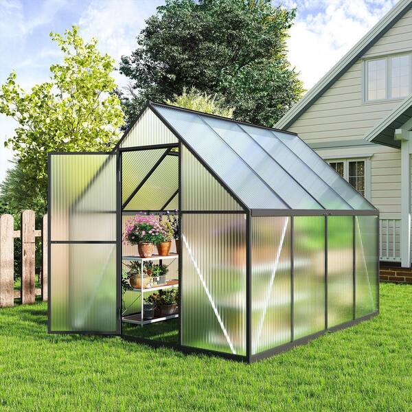 Epicpoplar 6 ft. W x 8 ft. D Polycarbonate Greenhouse with Roof