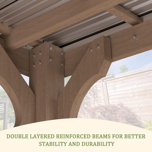 12 ft. W x 10 ft. D Wooden Carport Outdoor with Steel Roof
