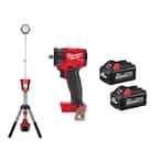 M18 18-Volt Lithium-Ion Cordless Tower Light w/3/8 in. Impact Wrench w/Two 6Ah HO Batteries