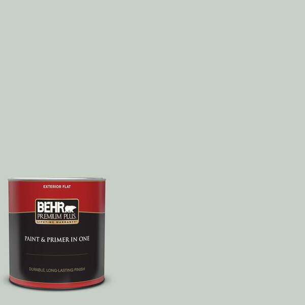 BEHR PREMIUM PLUS 1 qt. N4002 Frosted Sage Flat Exterior Paint and