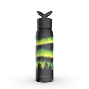 24 oz. Aurora Panther Black Resuable Single Wall Aluminum Water Bottle with Threaded Lid