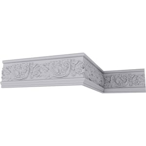 SAMPLE - 1 in. x 12 in. x 7 in. Polyurethane Tyrone Scroll and Flowers Frieze Chair Rail Moulding