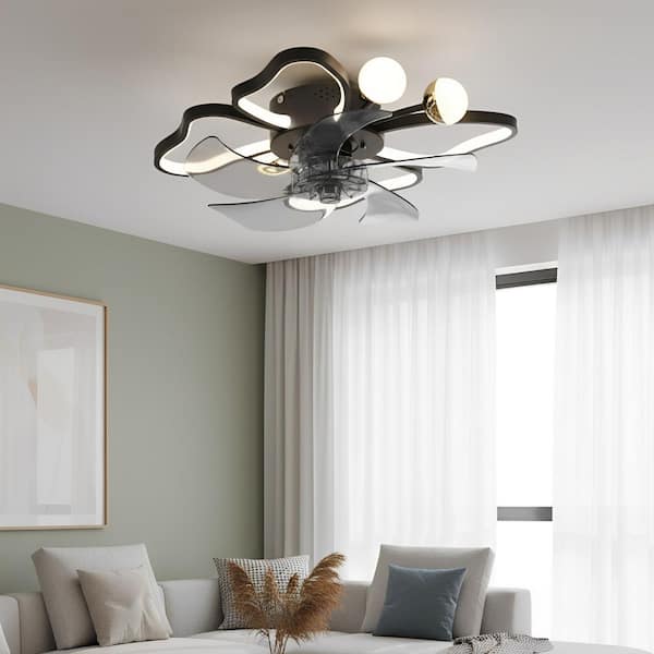 20 in. 5-Blade Black Ceiling Fan with Light and Remote, Modern Butterfly Ceiling Fan for Bedroom Living Room