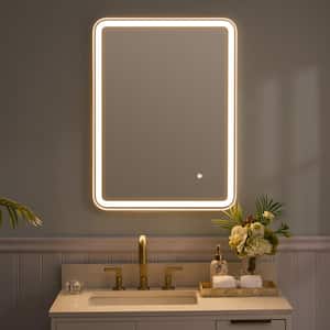 24 in. W x 32 in. H Rectangular Aluminum Framed Wall Mount LED Light Fog Free Bathroom Vanity Mirror in White