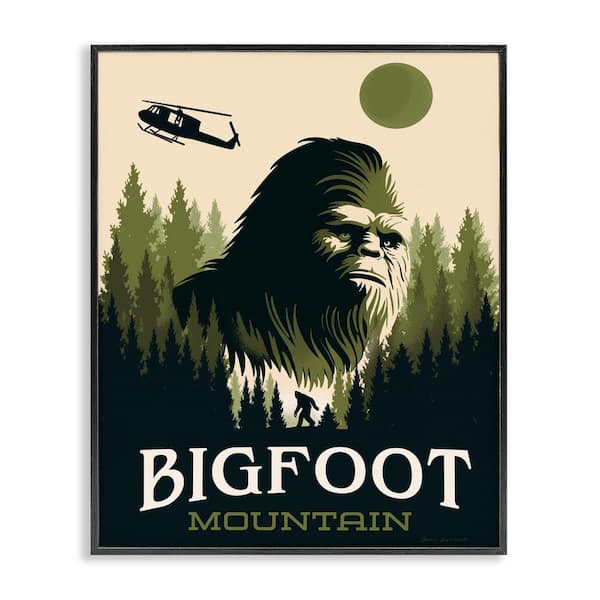 Bigfoot Mountain Forest Black Framed Giclee Art, design by Omar Escalante