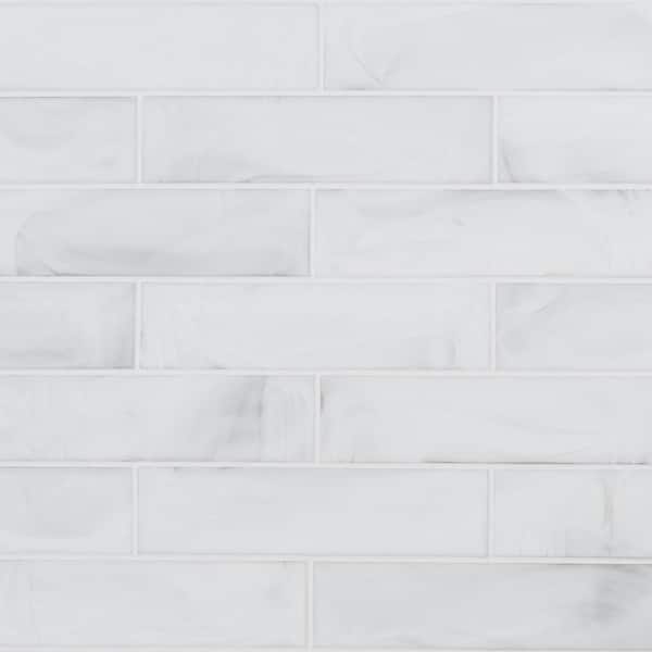 Ivy Hill Tile Hightower Cloud White 3.03 in. x 12 in. Frosted Glass Subway Wall Tile (5.05 sq. ft./Case)
