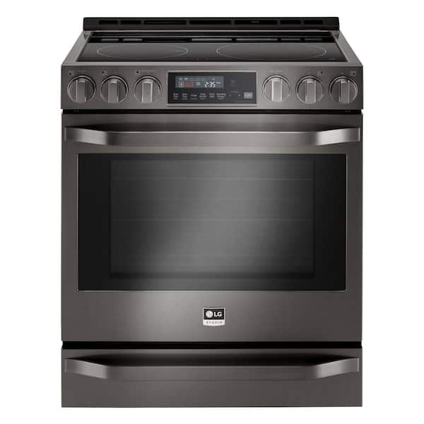 LG 30 in. 6.3 cu. ft. Single Oven Electric Slide-in Range with Convention Oven in Black Stainless Steel