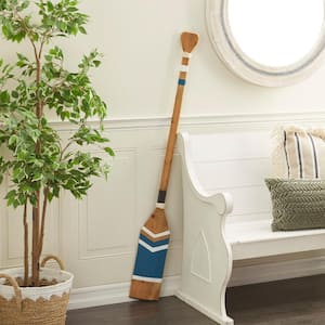 7 in. x  58 in. Wood Blue Novelty Canoe Oar Paddle Wall Decor with Arrow Design and Rope Detail
