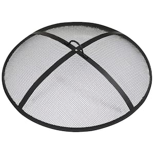 30 in. Round Black Steel Fire Pit Spark Screen
