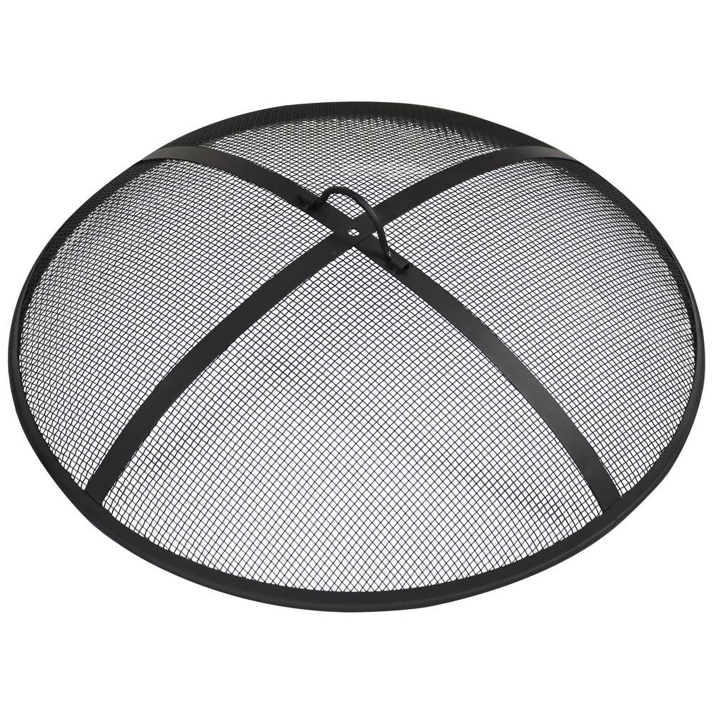 Heavy-Duty Black Steel Mesh Round Fire Pit Spark Screen