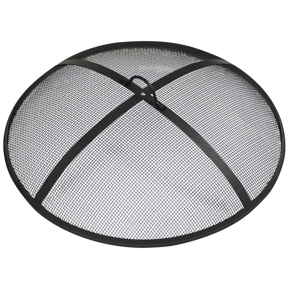 Sunnydaze Decor 30 in. Round Black Steel Fire Pit Spark Screen eXtremes