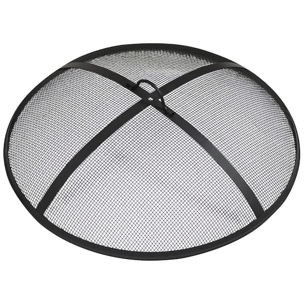 Sunnydaze 30 in. Round Black Steel Fire Pit Spark Screen