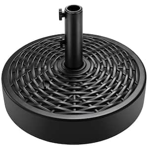 Fillable Plastic Faux Wicker Patio Umbrella Base with 2 Adjustment Knobs in Black