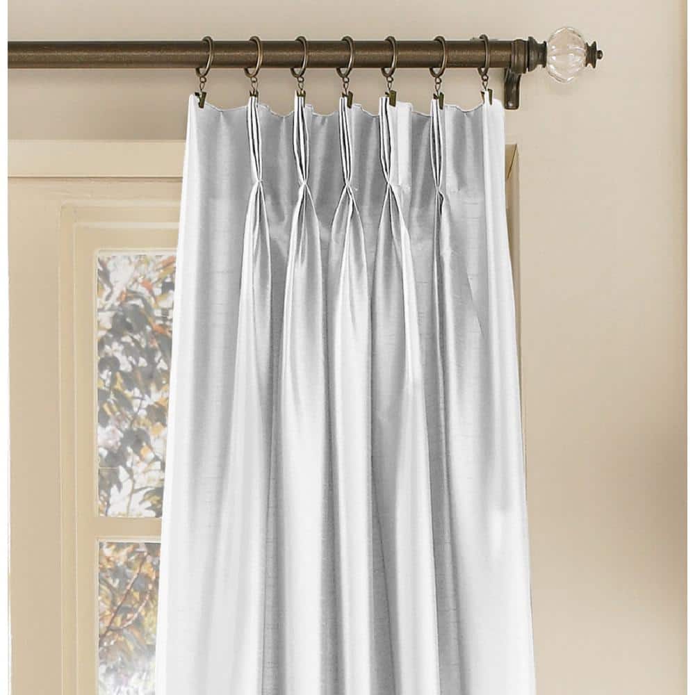 White Faux Silk Pinch Pleat 108" Window Panel