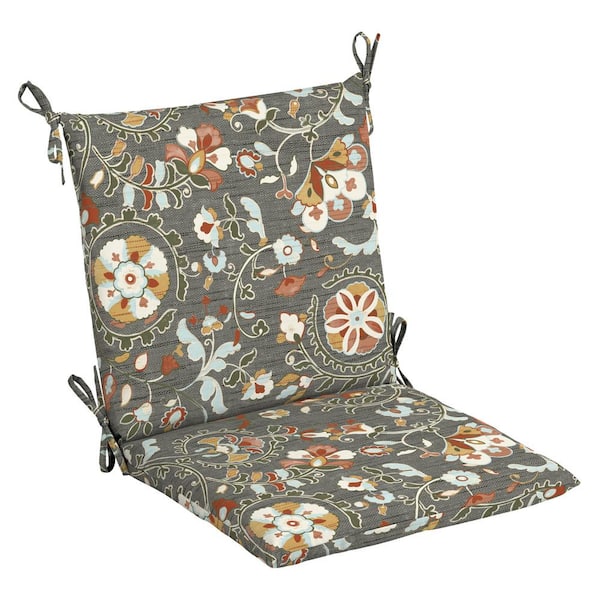 Hampton Bay 20 in. x 17 in. One Piece Mid Back Outdoor Dining Chair Cushion in Suzani