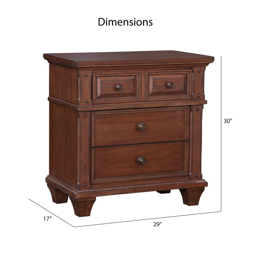 Sedona Transitional Brown 3-Drawer Hardwood Nightstand