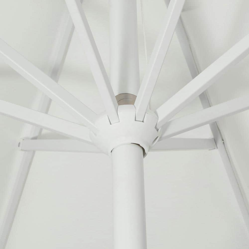 Baiona 9 ft. White and Green Aluminum Patio Umbrella with Auto-Tilt