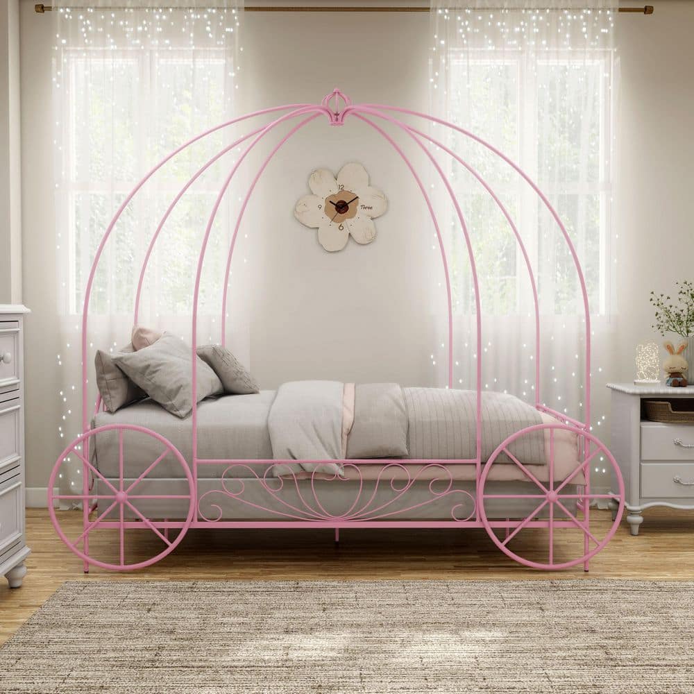 Torre Pink Twin Metal Princess Canopy Bed price history on PriceWatchPro