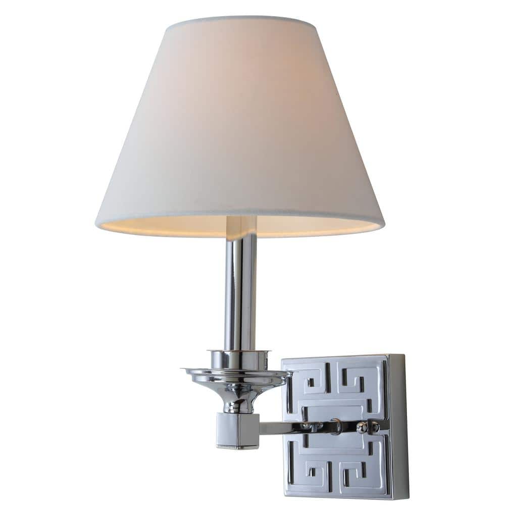 Elvira Chrome 15" Greek Key Dimmable Wall Sconce - Set of 2