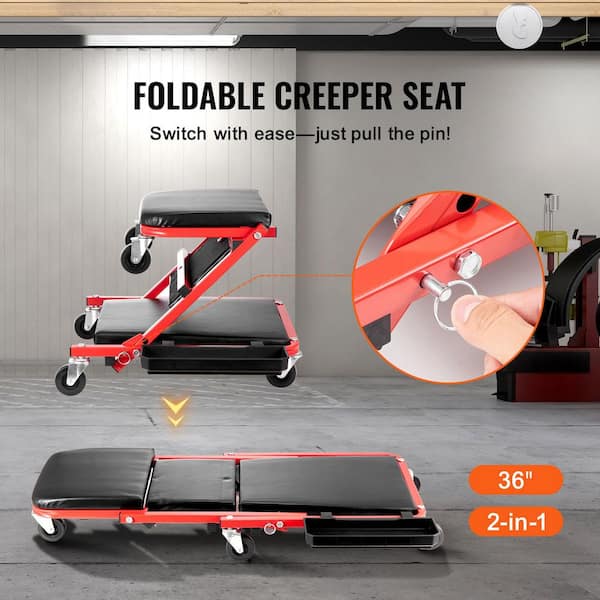 SKYSHALO Foldable Z Garage Creeper 36 in. 300 lbs. Load Capacity