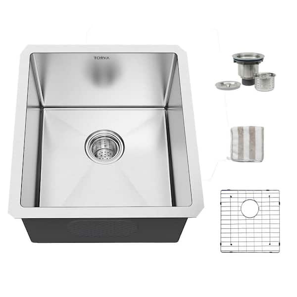 Lycvki 15 in. x 13 in. Undermount Stainless Steel Kitchen Bar Sink with 16 Gauge Single Bowl in Silver