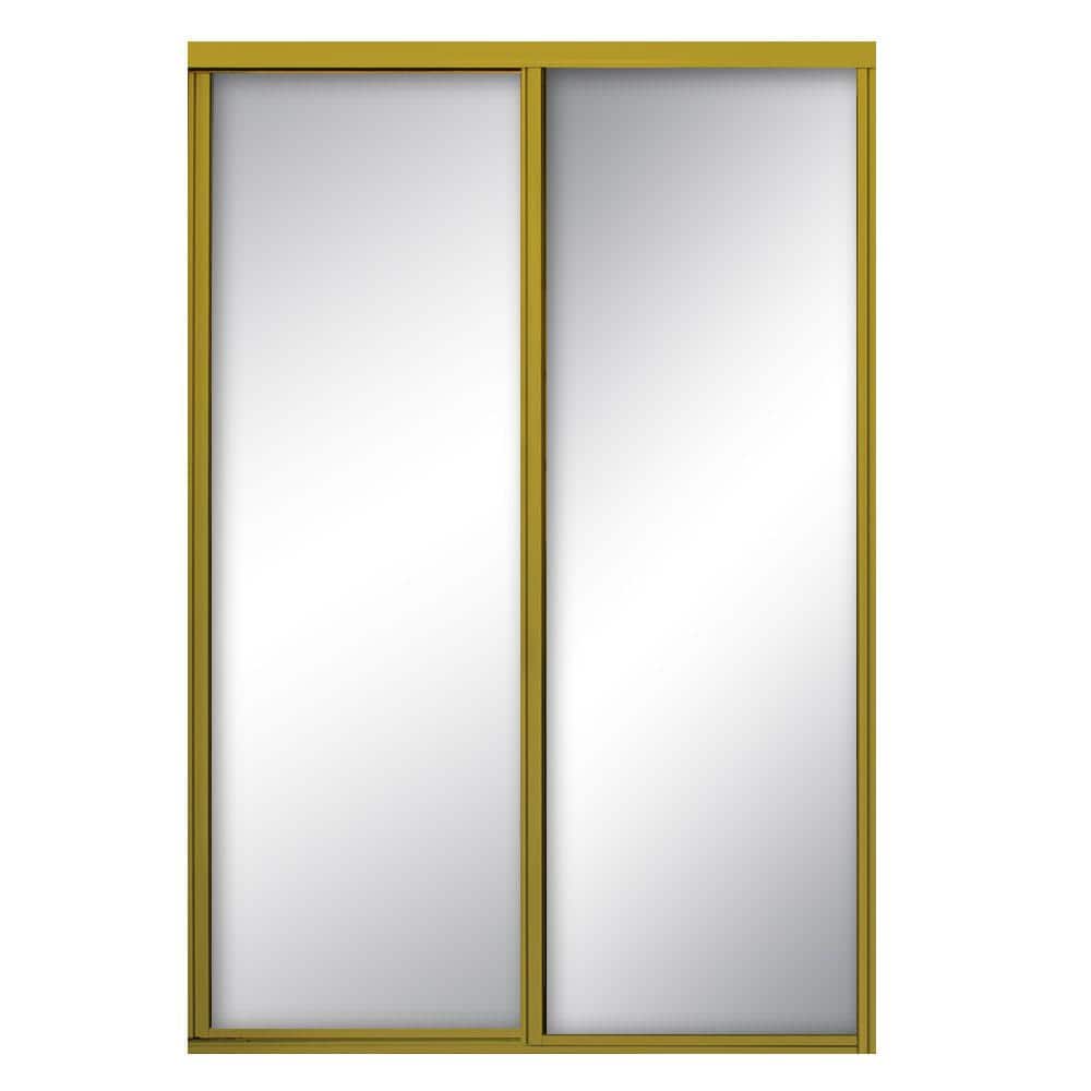 72 in. x 81 in. Concord Satin Gold Aluminum Frame Mirrored Interior Sliding Closet Door price history on PriceWatchPro