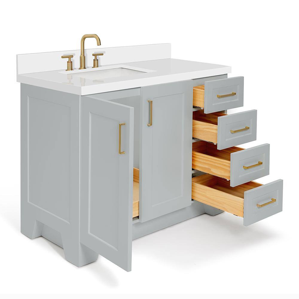 Taylor 43-inch White Quartz Top Gray Single Sink Vanity