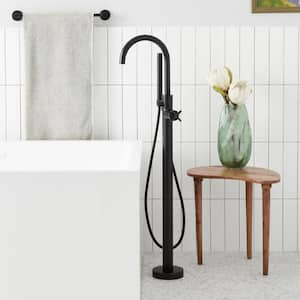 Vassor Single-Handle Floor Mounted Roman Tub Faucet in. Matte Black