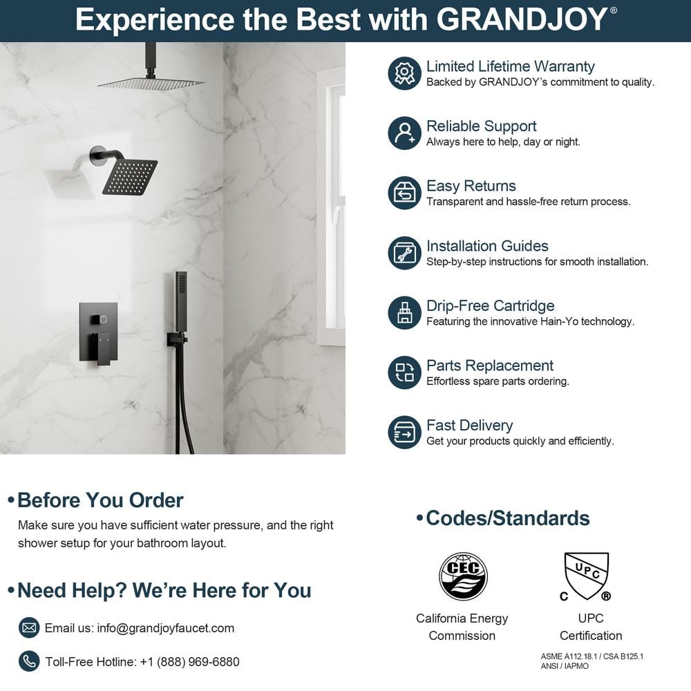 Matte Black Dual Shower Head System with Handheld Unit