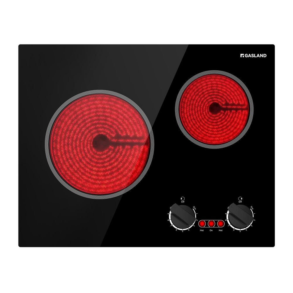 Pro Series 21 in. Built-In Radiant Electric Ceramic Glass Cooktop in Black with 2 Elements and Mechanical Knob