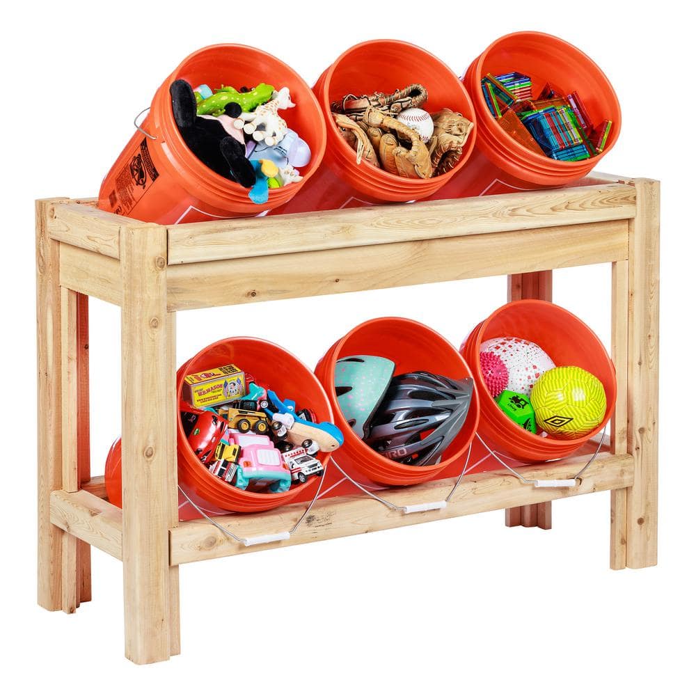 2 Tiers Cedar Bucket Garage Storage Shelving Unit in Unfinished Cedar Wood (44 in. W x 30 in. H x 16 in. D) price history on PriceWatchPro