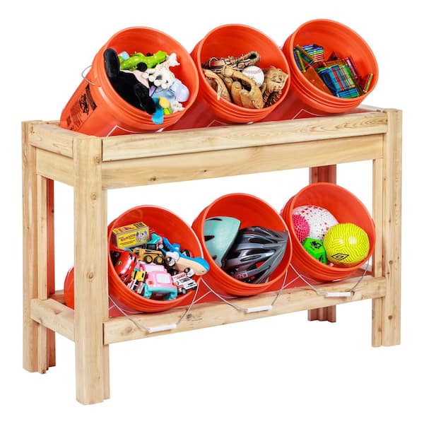 Greenes Fence Tiers Cedar Bucket Garage Storage Shelving Unit in