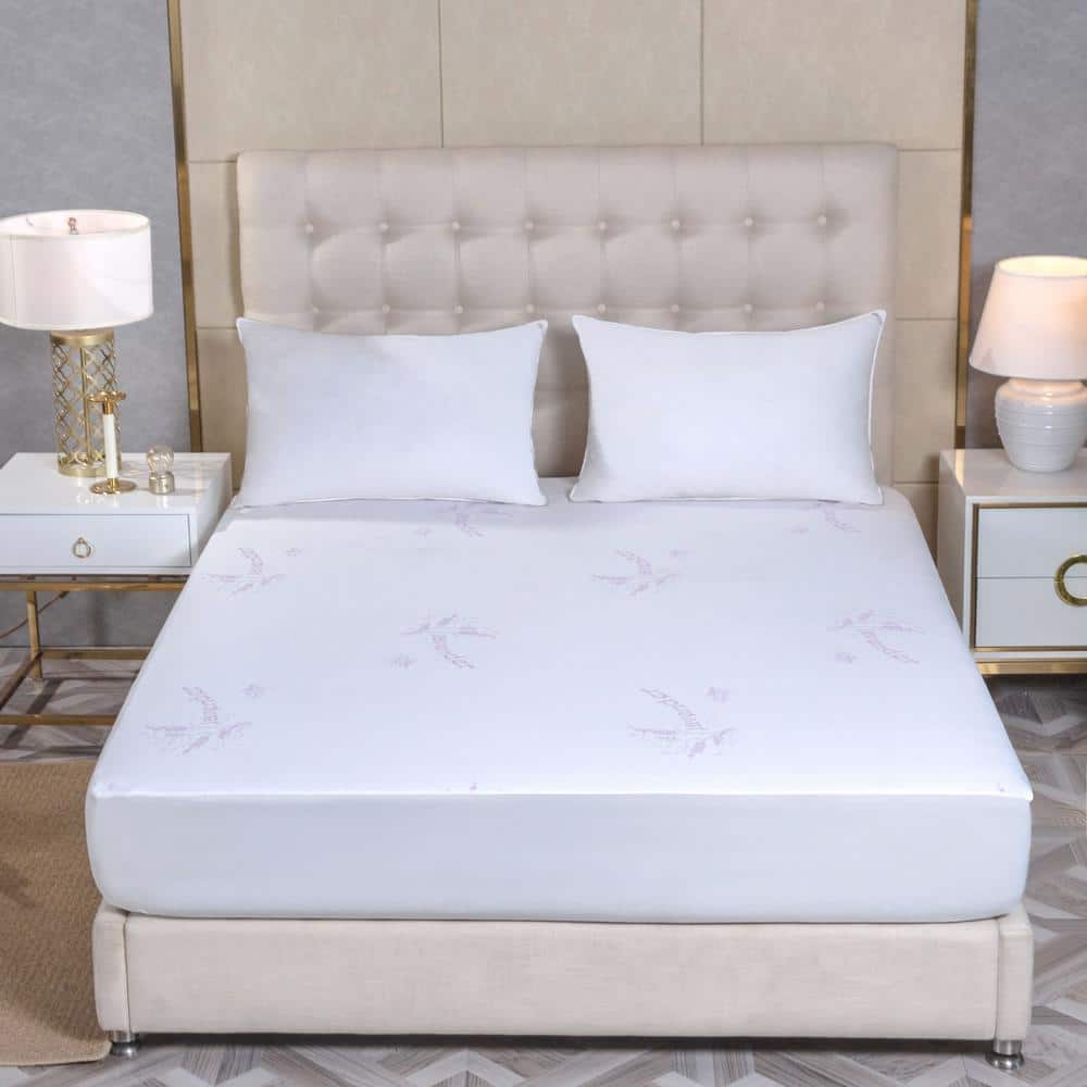 Twin Size White Lavender Infused Hypoallergenic Mattress Pad