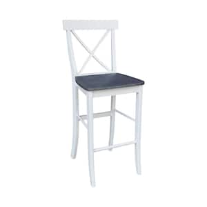 30 in. H Alexa White/Heather Gray Solid Wood Bar Stool