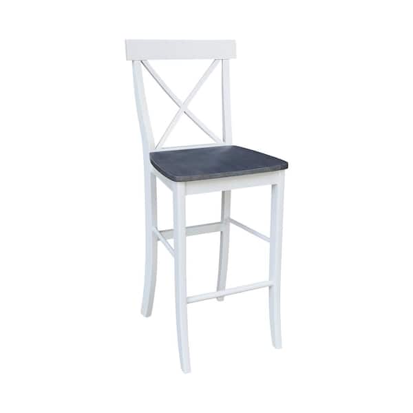 International Concepts 30 in. H Alexa White/Heather Gray Solid Wood Bar Stool