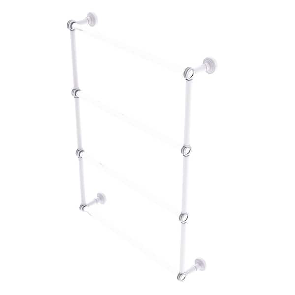 Allied Brass Pacific Beach 4 Tier 24 in. Ladder Towel Bar with Dotted Accents in Matte White