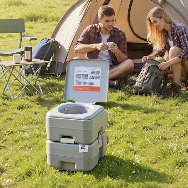 Portable Toilet with 5.3 Gal. Removable Waste Tank,120 Flush Capacity, Includes Carry Bag, Non-electric Waterless Toilet