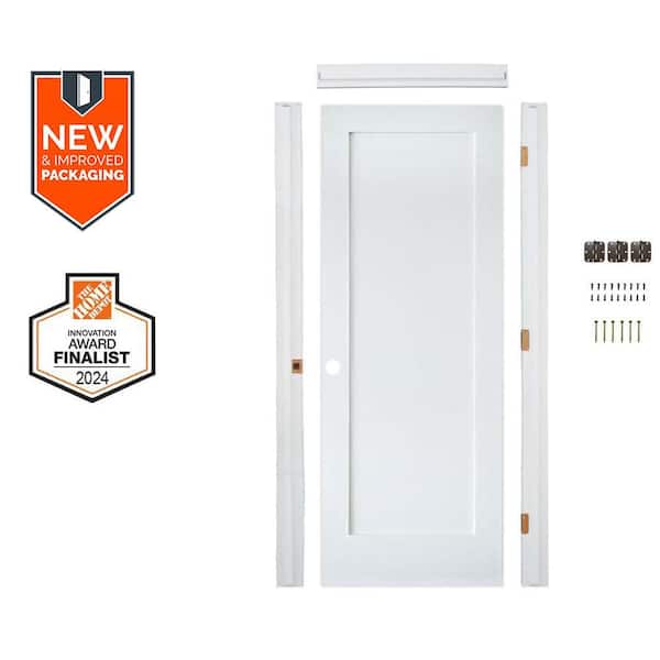 Krosswood Doors Assembly Required 24 in. x 80 in. Shaker 1-Panel Right-Hand Primed Solid Core MDF Wood Interior Door Kit w/Separate Jamb