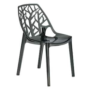 Cornelia Modern Spring Cut-Out Tree Design Stackable Dining Chair in Transparent Black