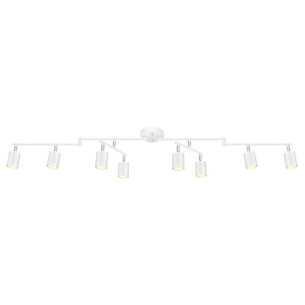 White 8-Light Adjustable Track Lighting Fixture with Rotatable Arms GU10 Ceiling or Wall Mount