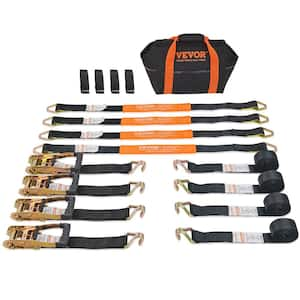 Ratchet Tie Down Straps (4PK), 11128 lb. Break Strength, Double J Hook Includes 4 Premium 2in. x 8ft. Rachet Tie Downs