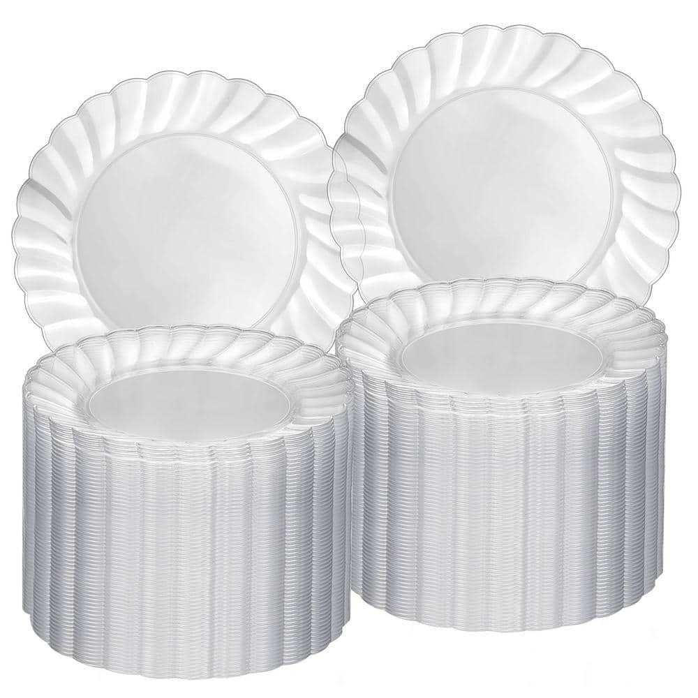 PERFECT SETTINGS 6 in. Scalloped Edge Clear Disposable Plastic Dessert  Appetizer Plates (100/Pack) FLARED-6 - The Home Depot