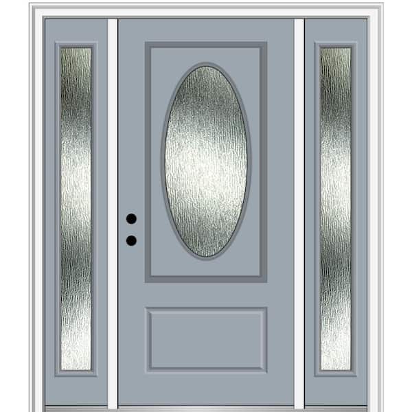 MMI Door 60 in. x 80 in. Right-Hand Inswing Rain Glass Storm Cloud Fiberglass Prehung Front Door on 4-9/16 in. Frame
