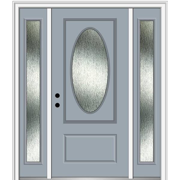 MMI Door 60 in. x 80 in. Right-Hand Inswing Rain Glass Storm Cloud Fiberglass Prehung Front Door on 4-9/16 in. Frame