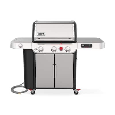 Genesis Smart SX-335 3-Burner Natural Gas Grill in Stainless Steel with Side Burner