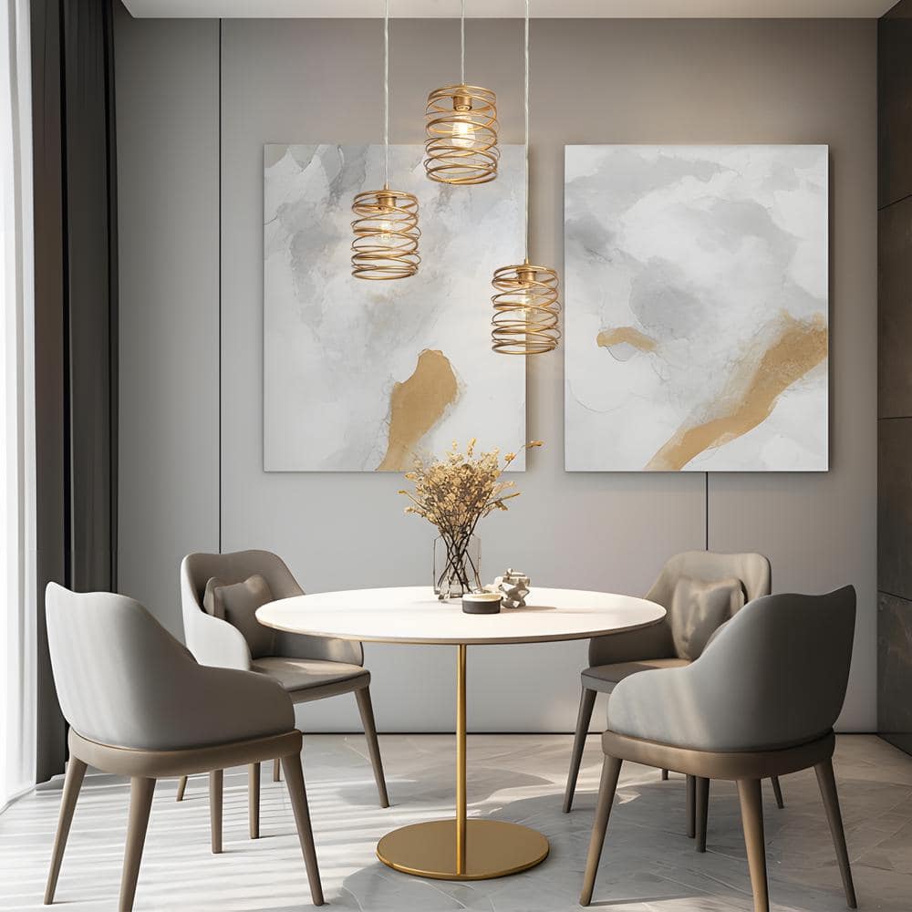 Gold Wire Cage Mini Pendant Light with LED Bulb